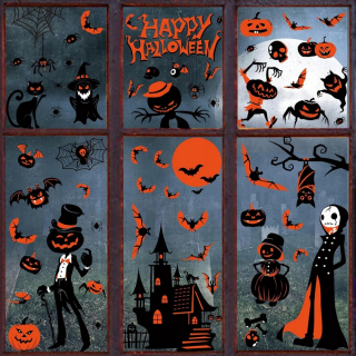 9x HALLOWEENSKÉ NÁLEPKY SÚPRAVA NÁLEPEK VIANOČNÉ OZDOBY